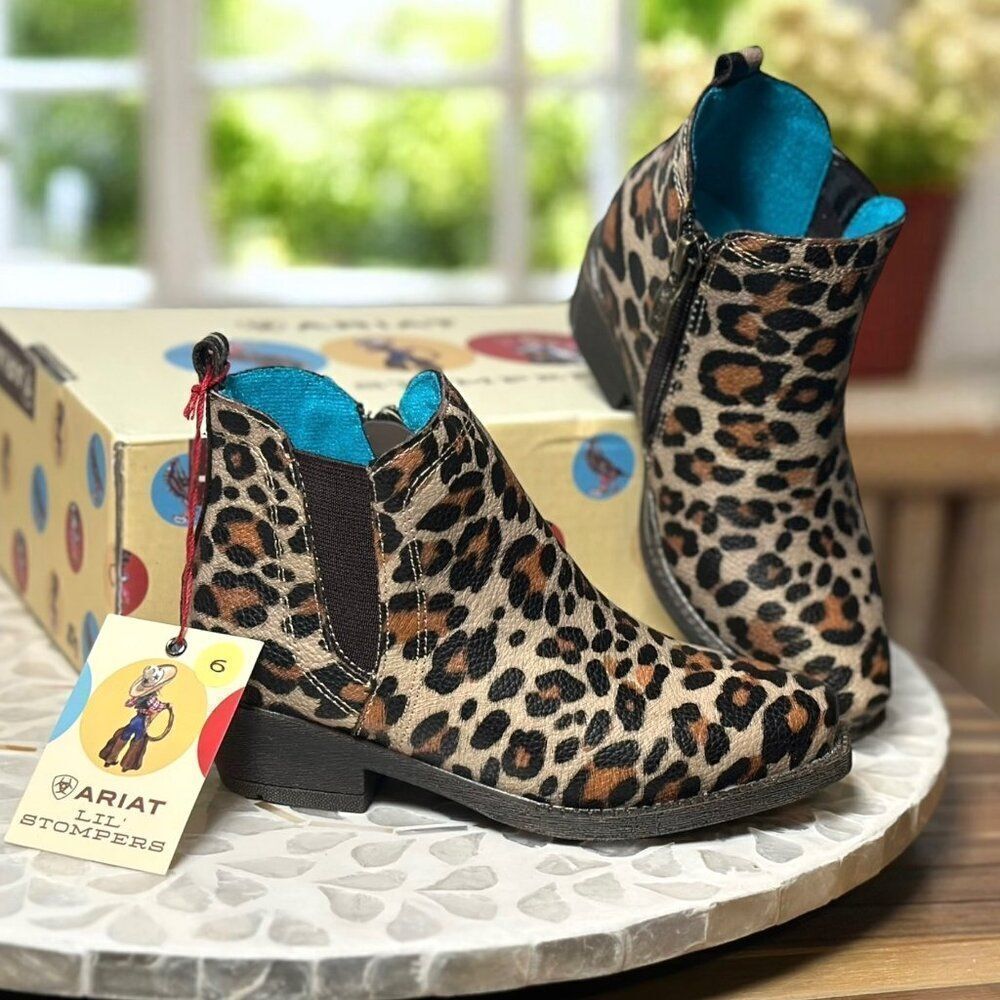 Ariat Lil’ Stompers “Lucy” Leopard Print Toddler Western Cowboy Booties Size 6